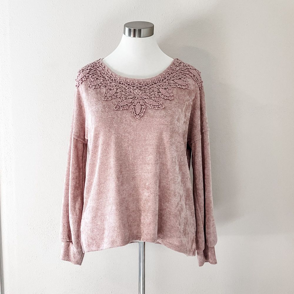 Maurices Pink Metallic Crochet Trim Top
